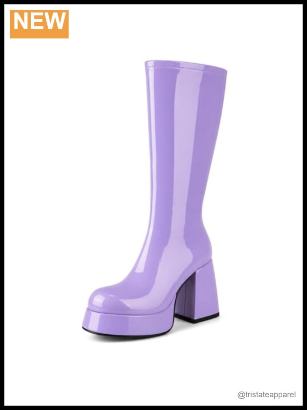 Women's Knee High Gogo Boots 70s Square Toe Chunky Platform Block Heel Faux